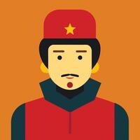 A man in a red hat and red vest vector