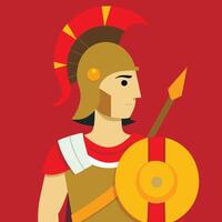 An illustration of a spartan warrior with a spear and shield vector