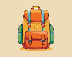 A cartoon backpack with a yellow and orange color scheme vector