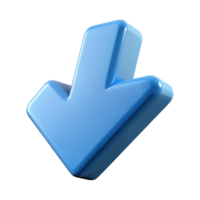 3D Blue Arrow Icon for Download, Navigation, and User Interface Design png