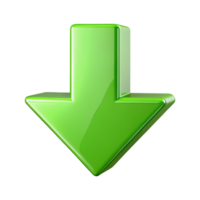 3D Green Glossy Down Arrow Icon for Web and Mobile Applications png