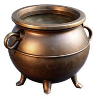 3D Render of a Bronze Cauldron with a Smooth, Shiny Finish Ideal for Adding a Magical Touch to Your Designs png