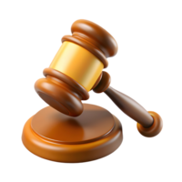 3D Render of a Wooden Gavel with a Sound Block - Perfect for Legal, Justice, and Law Themed Projects png
