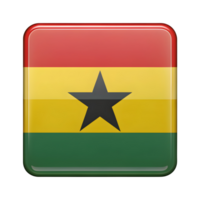 3D Ghana Flag Icon in Rectangle Shape for Creative Design Projects and National Representation png