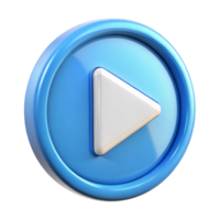 Blue Play Button 3D Icon for Media Player and Website png