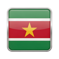 A Realistic 3D Rectangle Shaped Suriname Flag Icon for Creative Projects and Digital Designs png