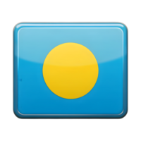 3D Palau Flag Icon in Rectangle Shape for Creative Design and Web Use png