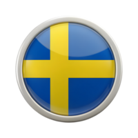 3D Sweden Flag Icon in Circle Shape for Innovative Design Projects and Digital Media Representation png