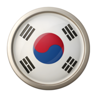 3D South Korea Flag Icon in a Circle Shape for Creative Design Projects and Illustrations png
