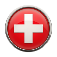 3D Switzerland Flag Icon in Circle Shape for Use in Digital Design and Creative Projects png
