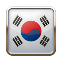 3D Rectangular South Korea Flag Icon for Cultural and National Representation in Design Projects png