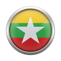 3D Myanmar Flag Icon in Circle Shape Suitable for Web and Graphic Design Projects png