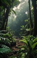 a stream runs through a lush jungle video