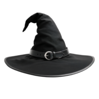 Classic Black Witch Hat with Silver Buckle on Transparent Background png