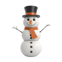 Classic 3D Snowman on Transparent Background png