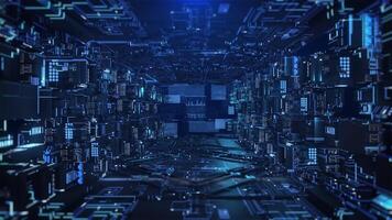 Abstract futuristic technology tunnel with blue lights video