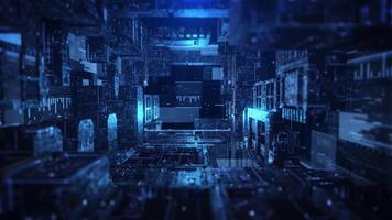 Big data tunnel sci-fi animation, Futuristic Square tunnel box background, Neural Networks, blue colour, video