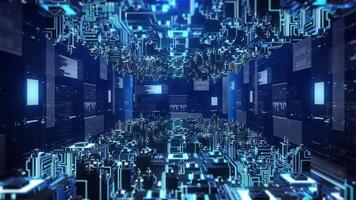 Modern digital Smart city, Digital Cyberspace with Particles and Digital Data, High Speed Connection and Data Analysis Technology Digital Abstract Background Concept. video