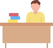 A man sitting at a desk with stacks of books vector