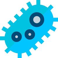 A blue and white icon of a virus vector