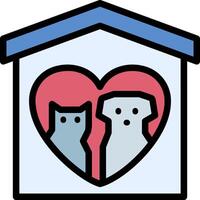 A dog and cat are inside a house with a heart vector