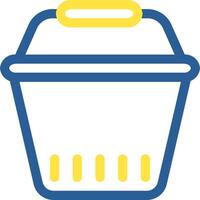 A blue and yellow container with a lid vector