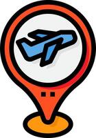 A plane icon on a map pointer vector