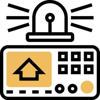 A home security system icon with a light on it vector