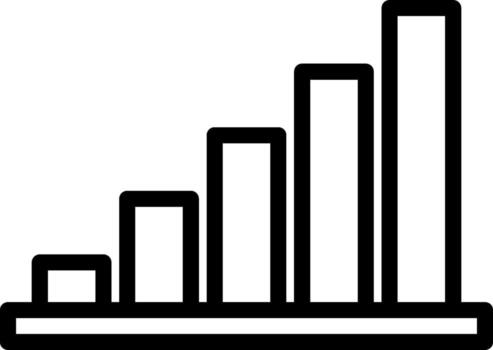 A bar chart icon with a line going up vector