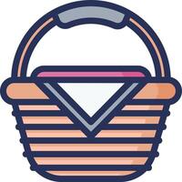 A basket with a pink ribbon on it vector