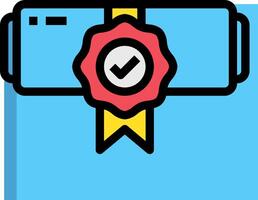 A blue and yellow ribbon with a red seal vector