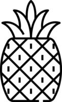 A pineapple is shown in a line drawing vector
