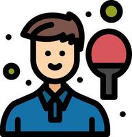 A man holding a ping pong paddle and a ball vector