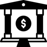 A black and white image of a bank building with a dollar sign vector
