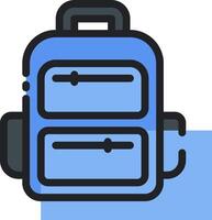 A blue backpack with two compartments vector