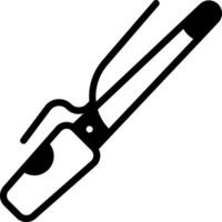 A black and white image of a curling iron vector