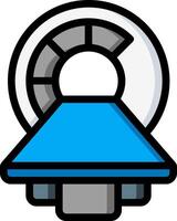 A blue and white icon of a clock vector