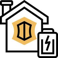 A house with a battery and a lightning bolt vector