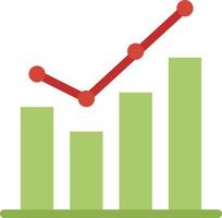 A graph chart with a red arrow going up vector