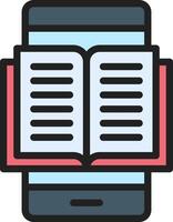 An open book on a smartphone icon vector