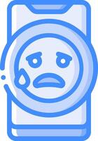 A crying face icon on a white background vector