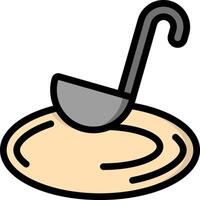 A shovel and a spoon on a plate vector