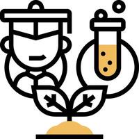 A cartoon man holding a plant and a flask vector