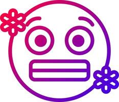 A purple and pink emoticor with a flower on it vector