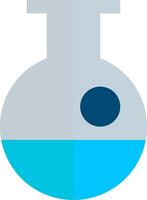 A flat icon of a flask with a blue dot vector