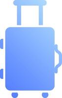 A blue suitcase with wheels on a white background vector