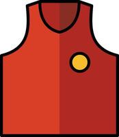 A red basketball jersey with a yellow circle on the chest vector