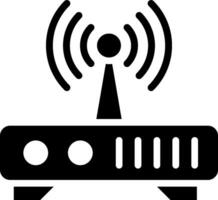 A black and white image of a wireless router vector