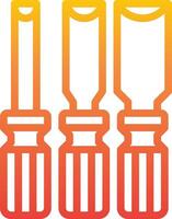 Three different types of screwdrivers in orange and yellow vector