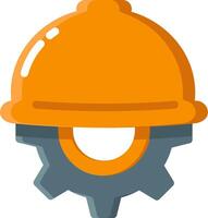 An orange hard hat with gears on it vector